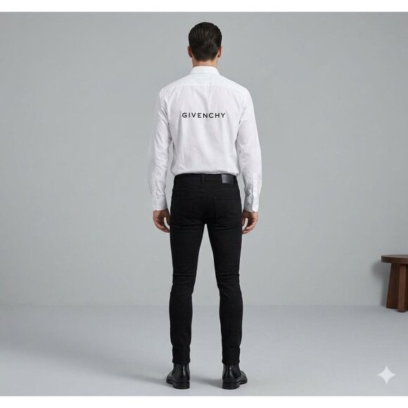 Givenchy Other - Givenchy Mens Classic Fit White Cotton Button-Up Shirt With Logo Design Made In